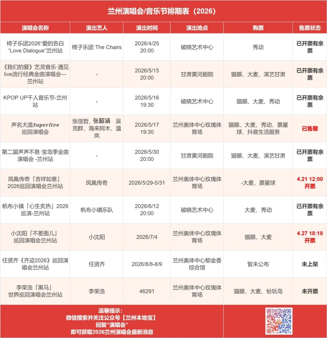 最新消息！他要来兰州奥体中心开演唱会了